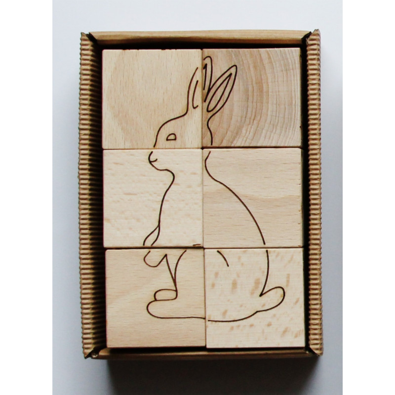 Drewniane Puzzle - Zwierzęta, 6 obrazków, Likocki
